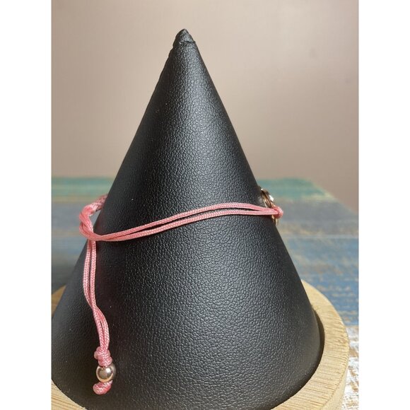 Heart Charm Adjustable Pink Cord Bracelet - Picture 3 of 4